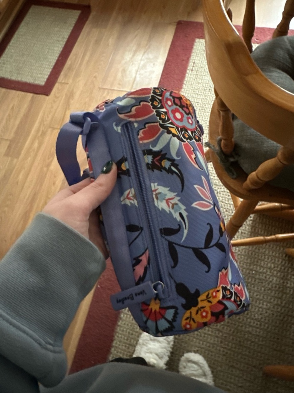 Vera Bradley Purple Floral Zip Water Bottle Carrying Case With Shoulder Strap